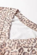 Leopard V-Neck Pullover & Wide-Waistband Skirt Set