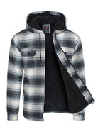 Men's JacketsMen's Flannel Sherpa Lined Jacket with Hood - VacationGrabs