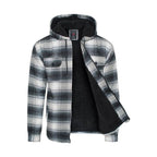 Men's Flannel Sherpa Lined Jacket with Hood - VacationGrabs