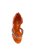 Rag Company chain accent high heels in vibrant orange with stylish straps and a sleek design