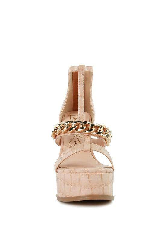 Rag Company chain accent high heels in nude with platform sole and stylish chain detail