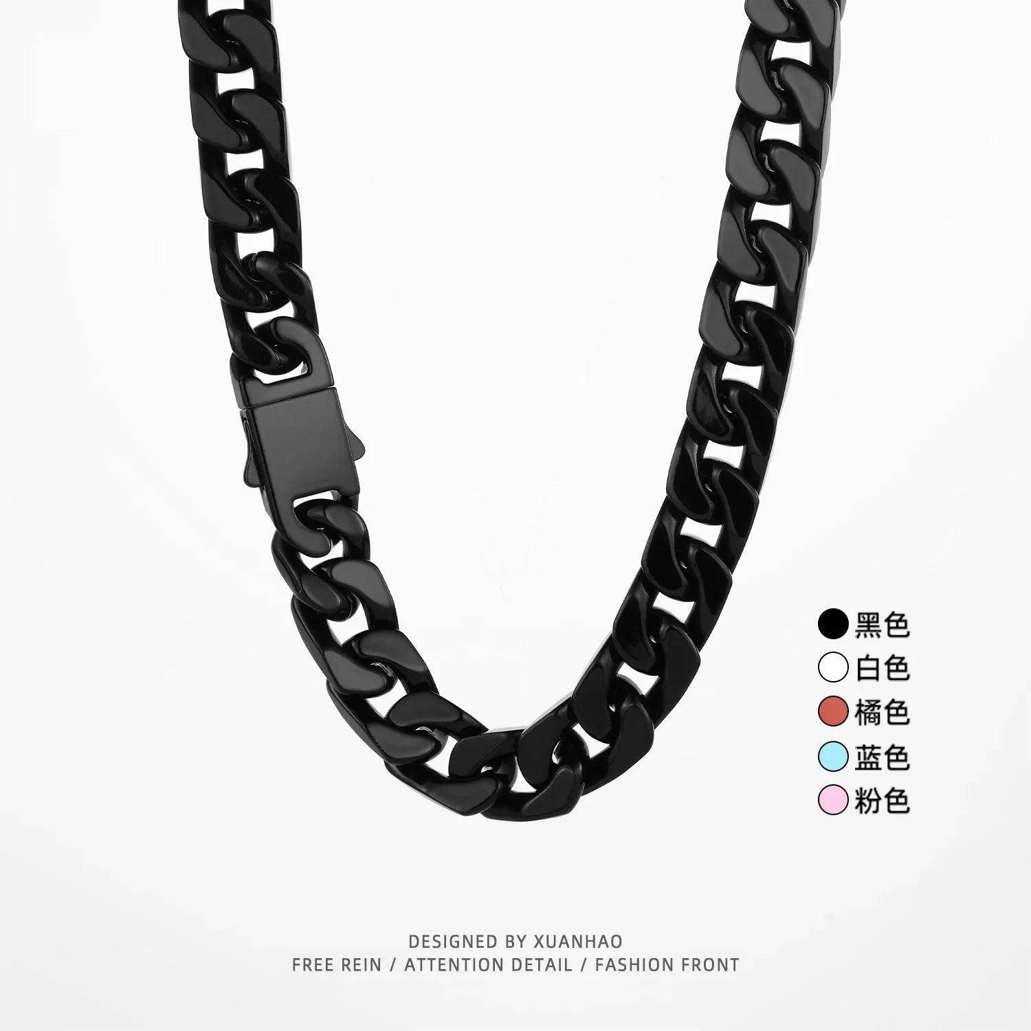 VacationGrabs Men's Black Chain Choker Necklaces with Stylish Links for Casual Wear