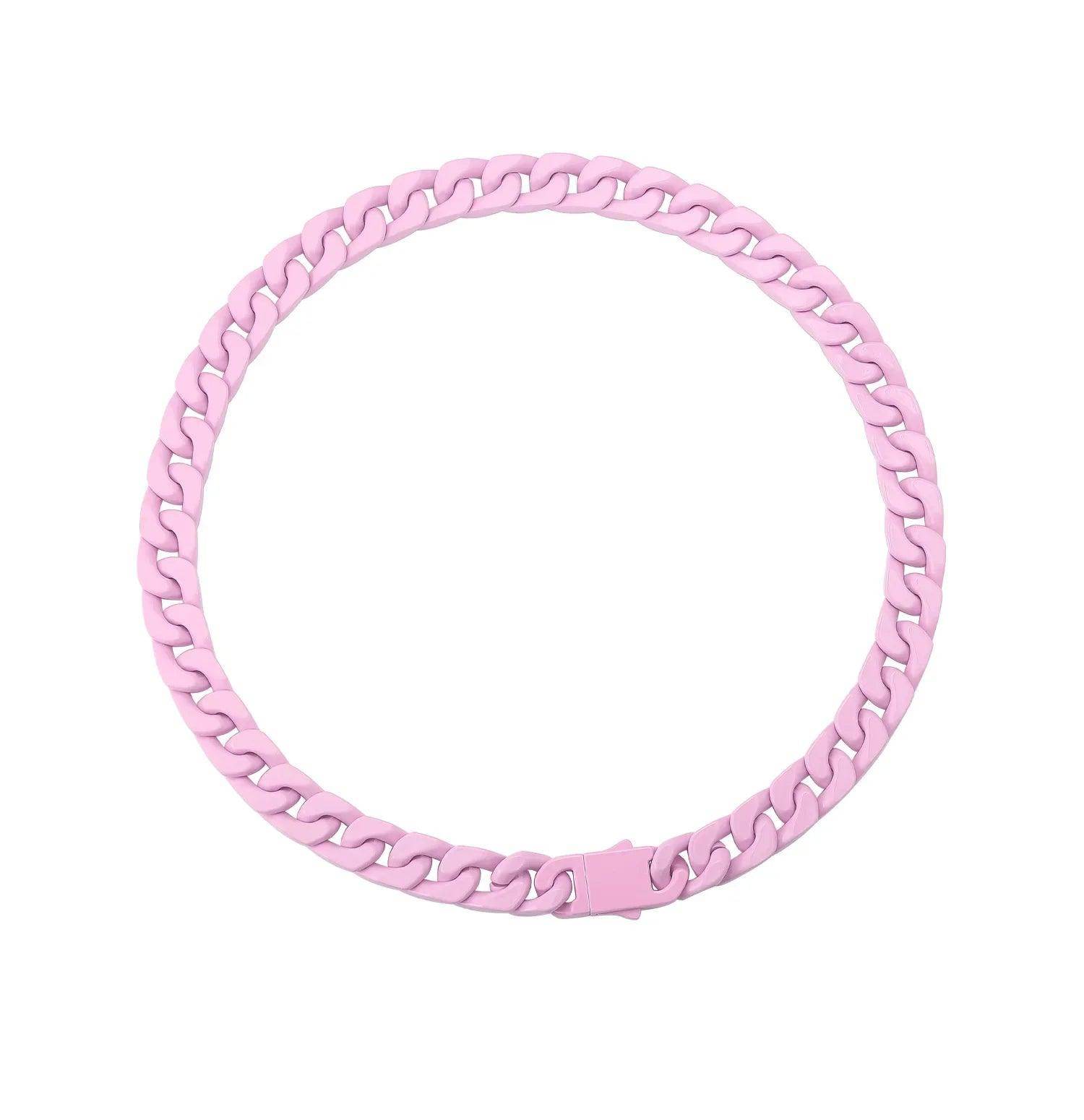 Stylish pink chain choker necklaces for men, perfect for casual or trendy outfits
