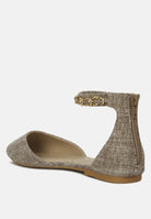 London Rag International chain embellished flat sandals in a textured design with ankle strap for comfort