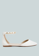 London Rag chain embellished flat sandals in white with ankle strap and chic design for casual wear