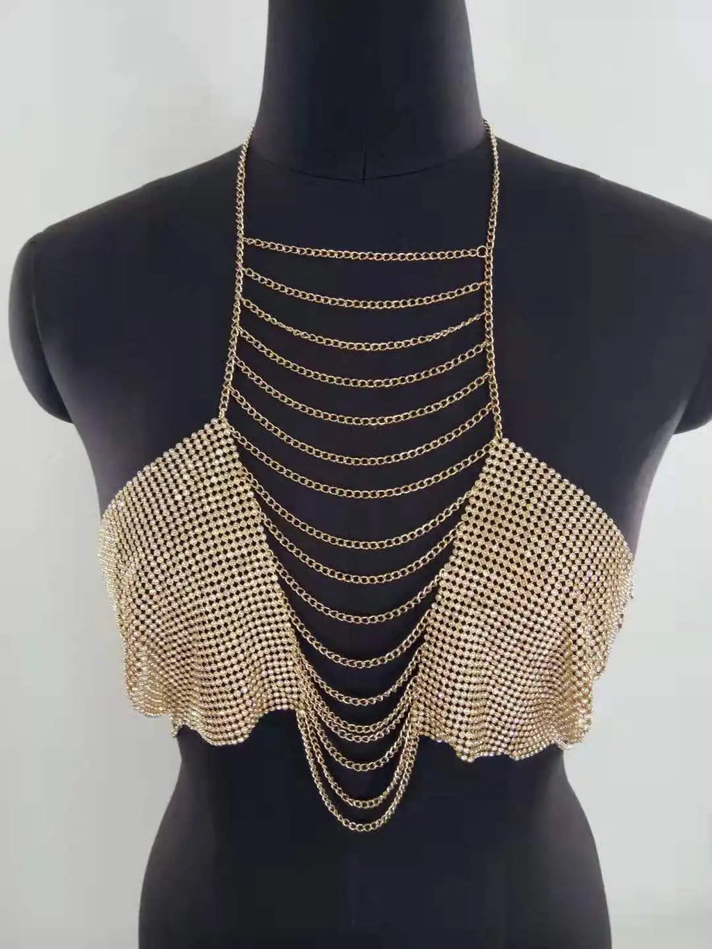 Women's gold chain metal top, stylish and perfect for summer parties