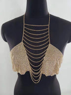 Women's gold chain metal top, stylish and perfect for summer parties