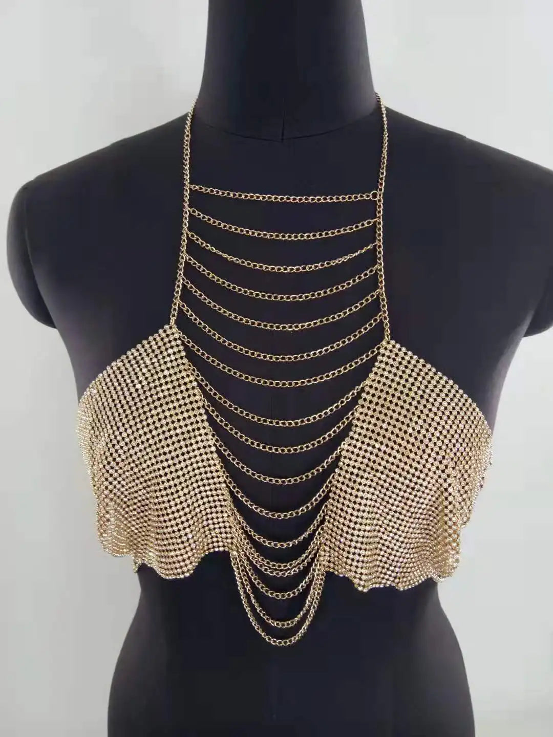 Women's gold chain metal top, stylish and perfect for summer parties