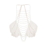 Women's chain metal top in white, perfect for beachwear