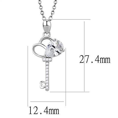 Women's Jewelry - Chain Pendants Chain Necklace Pendant 3W1380 - Rhodium 925 Sterling Silver Chain Pendant with AAA Grade CZ in Clear