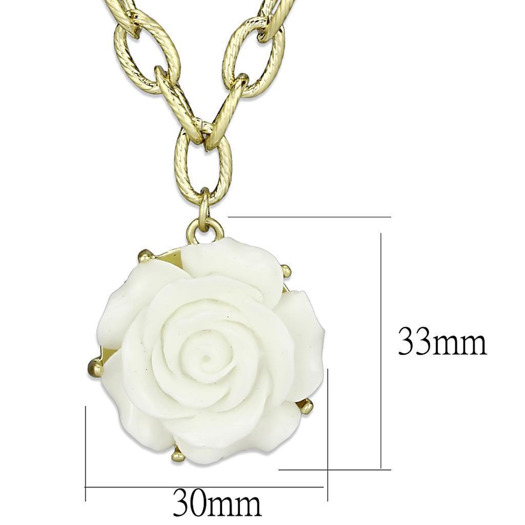 Women's Jewelry - Chain Pendants Chain Necklace Pendant LO3661 - Gold & Brush Brass Necklace with Synthetic Synthetic Stone in White