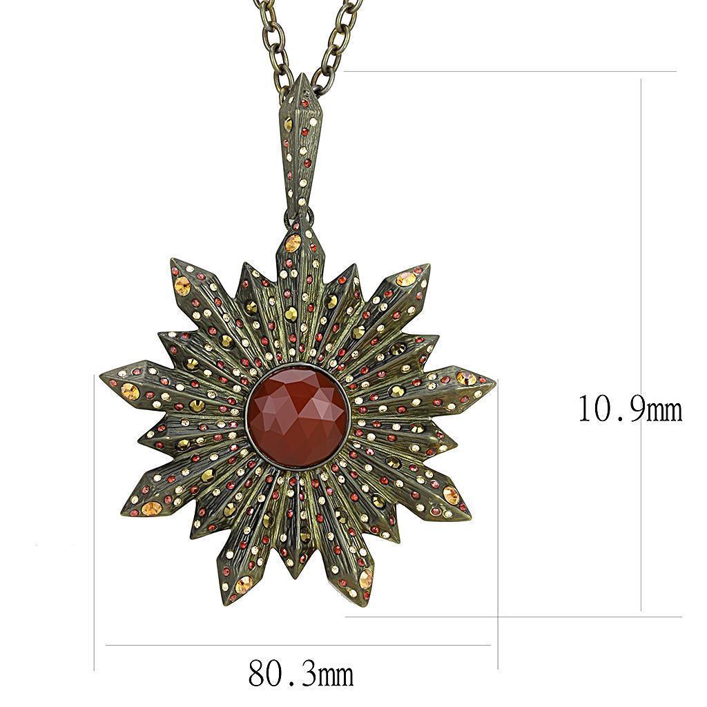 Women's Jewelry - Chain Pendants Chain Necklace Pendant LO4219 - Antique Copper Brass Necklace with Synthetic Onyx in Red Series