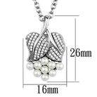 Women's Jewelry - Chain Pendants Chain Necklace Pendant TS165 - Rhodium 925 Sterling Silver Chain Pendant with Synthetic Pearl in White