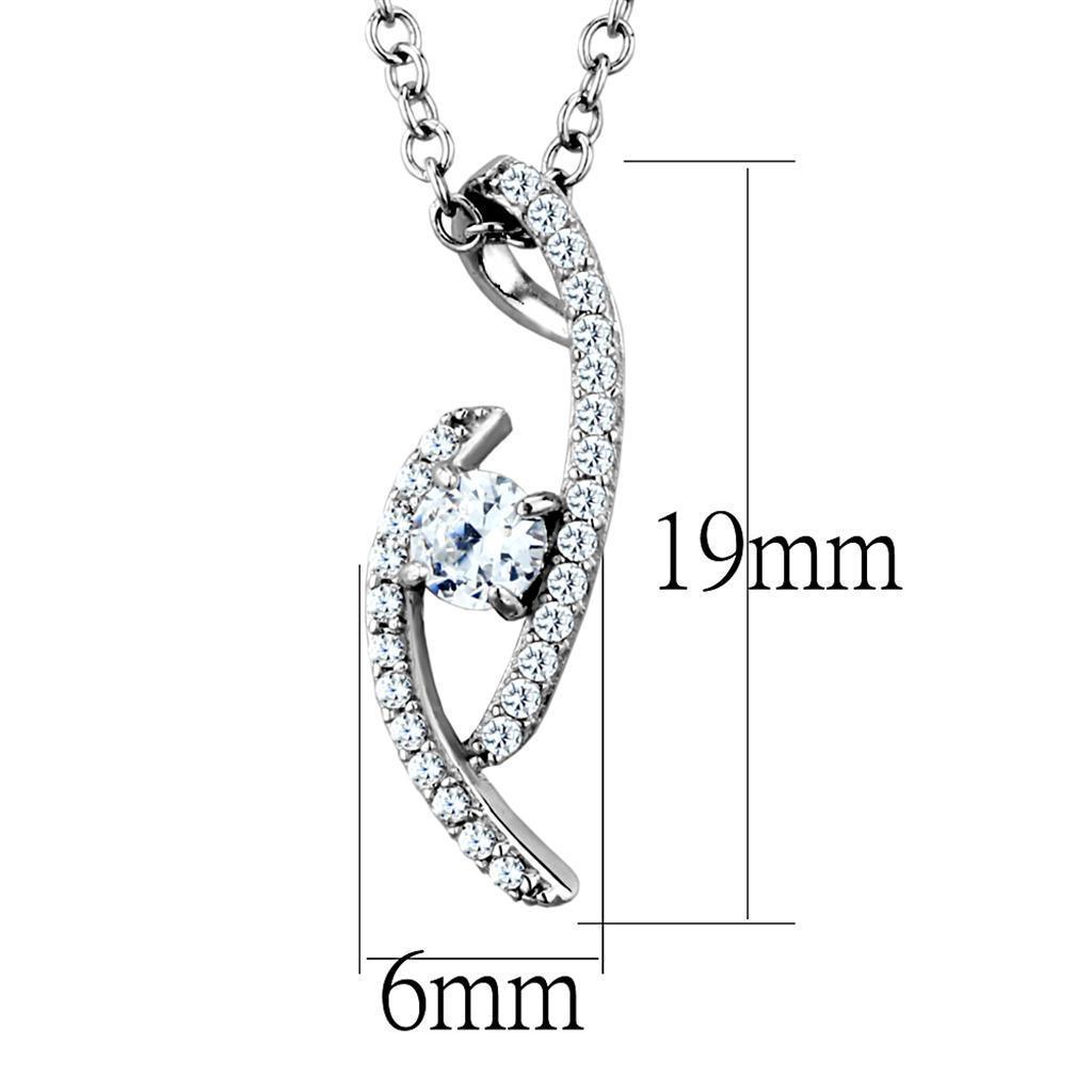 Women's Jewelry - Chain Pendants Chain Necklace Pendant TS515 - Rhodium 925 Sterling Silver Necklace with AAA Grade CZ in Clear