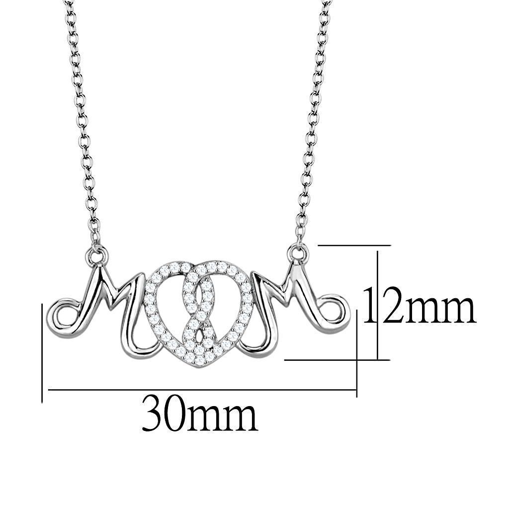 Women's Jewelry - Chain Pendants Chain Necklace Pendant TS571 - Rhodium 925 Sterling Silver Necklace with AAA Grade CZ in Clear