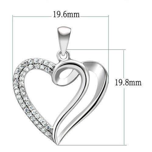 Women's Jewelry - Chain Pendants Chain Necklace Pendant Women's TS035 - Rhodium 925 Sterling Silver Necklace with AAA Grade CZ in Clear