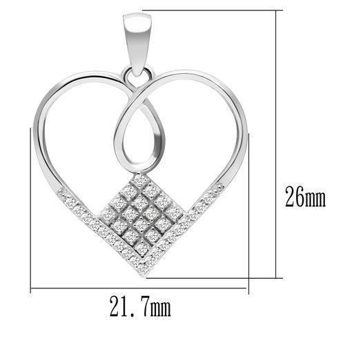 Women's Jewelry - Chain Pendants Chain Necklace Pendant Women's TS062 - Rhodium 925 Sterling Silver Necklace with AAA Grade CZ in Clear