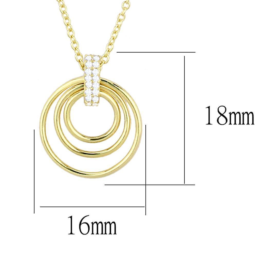 Women's Jewelry - Chain Pendants Chain Necklace Pendant Women's TS601 - Gold 925 Sterling Silver Necklace with AAA Grade CZ in Clear