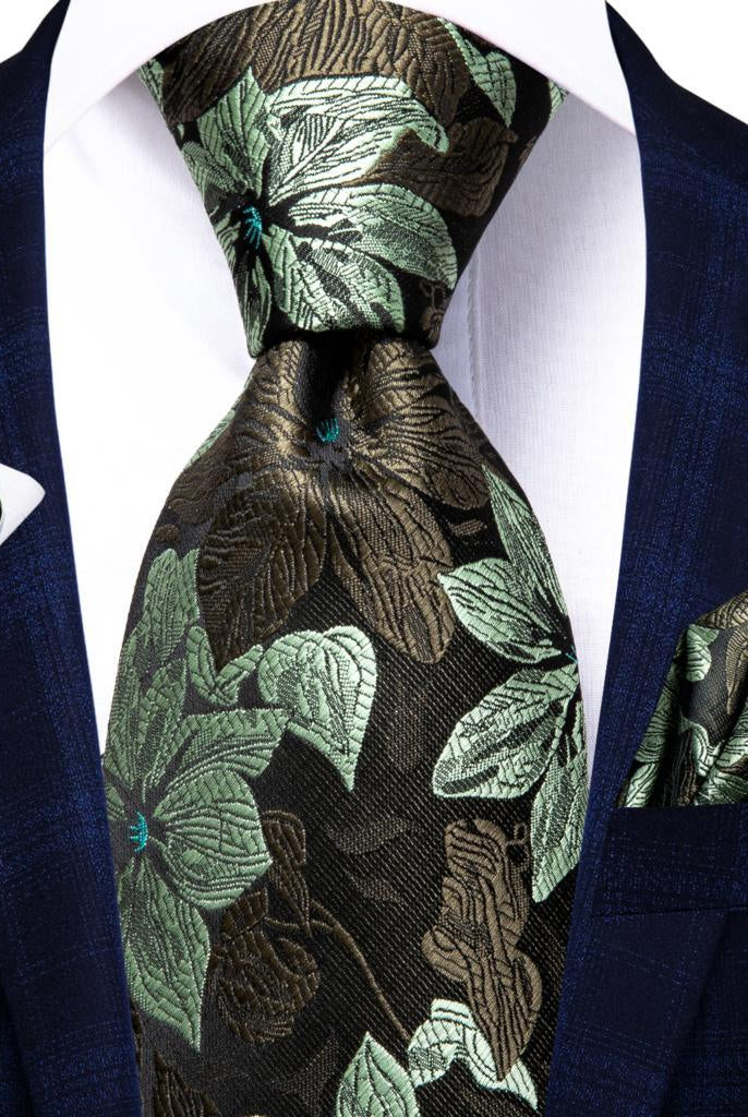 Men's Accessories - Ties Champagne Gold Striped Paisley Solid Mens Silk Wedding Tie Hanky Cufflinks