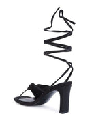 Women's Shoes - Heels Chasm Ruched Satin Tie Up Block Heeled Sandals