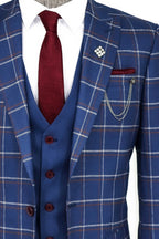 Checked Blue Men Suit by Wessi – detail view