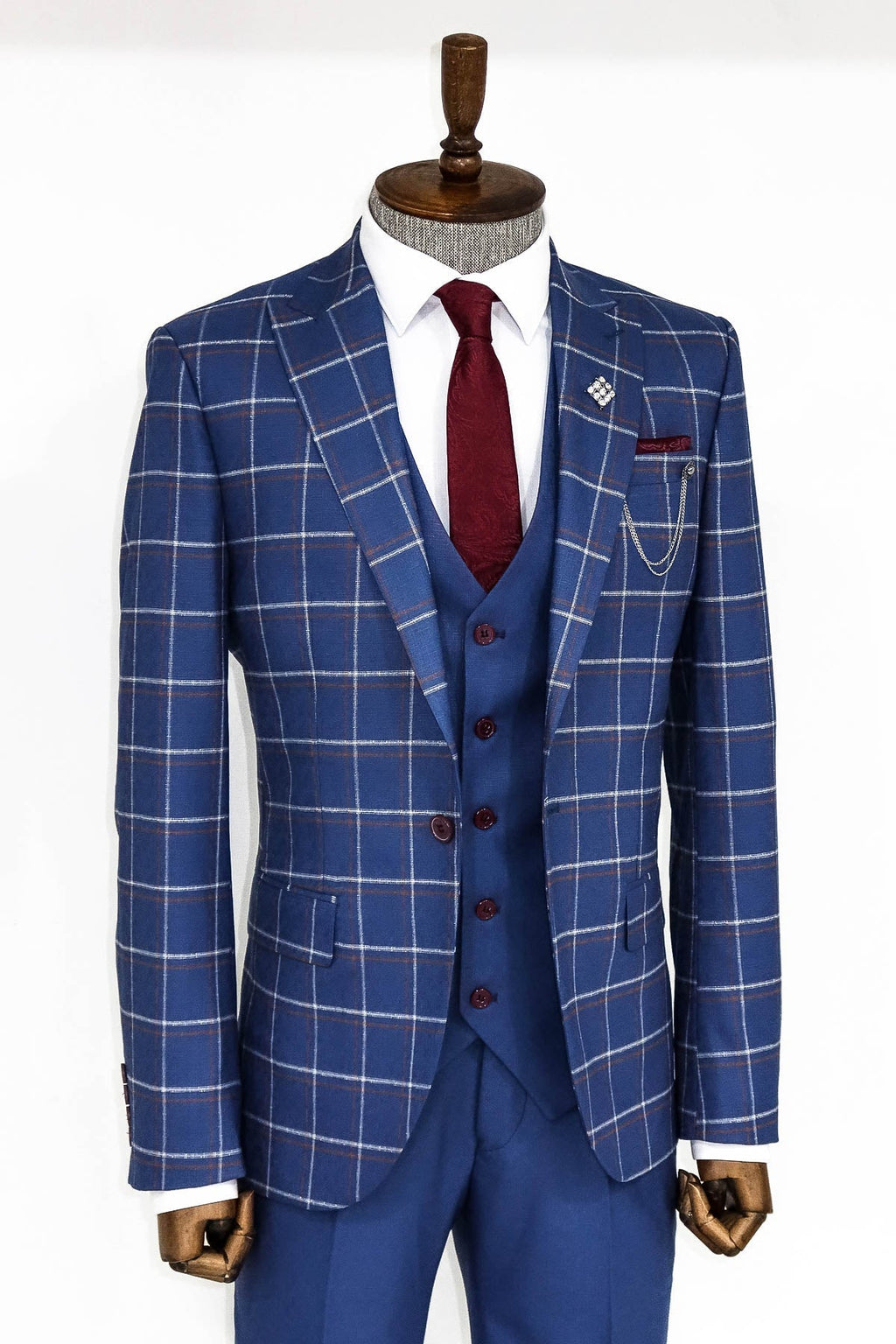 Checked Blue Men Suit by Wessi – styled view