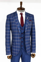 Checked Blue Men Suit by Wessi – styled view
