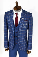 Checked Blue Men Suit by Wessi – full look view