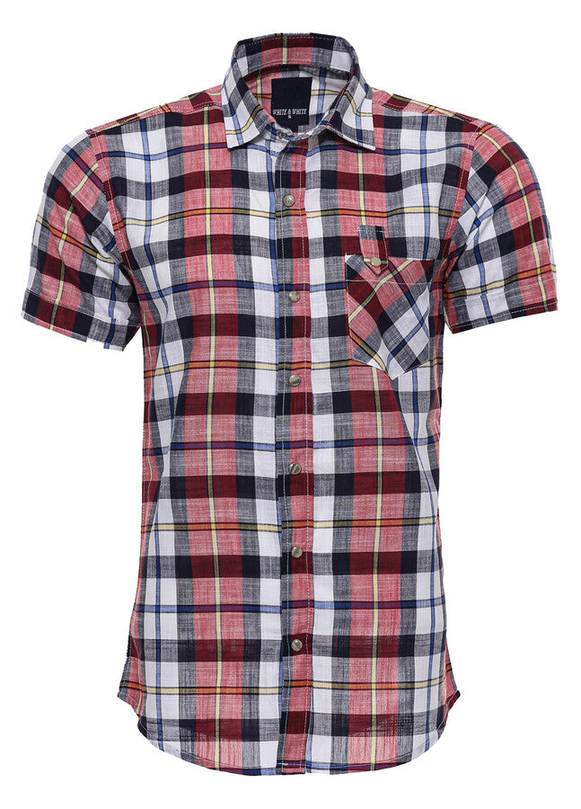 Checked Patterned Short Sleeve Men Shirt by Wessi – front view