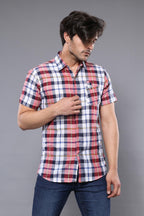 Checked Patterned Short Sleeve Men Shirt by Wessi – side view