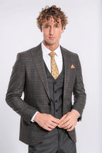 Checked Slim Fit Anthracite Men Suit by Wessi – front view