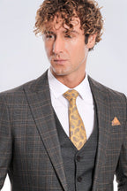 Checked Slim Fit Anthracite Men Suit by Wessi – detail view