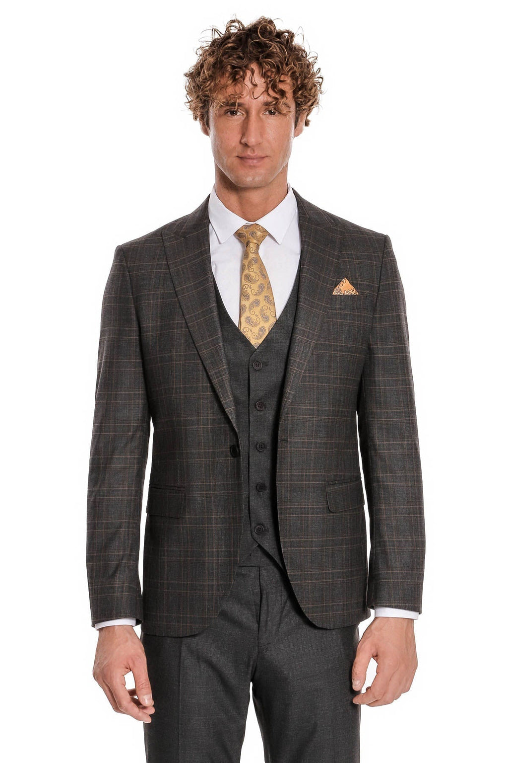 Checked Slim Fit Anthracite Men Suit by Wessi – side view