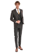 Checked Slim Fit Anthracite Men Suit by Wessi – styled view