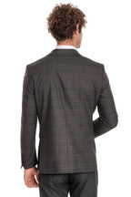 Checked Slim Fit Anthracite Men Suit by Wessi – fabric detail view
