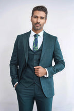 Checked Slim Fit Green Men Suit by Wessi – front view