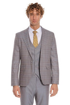 Checked Slim Fit Light Blue Men Suit – styled view