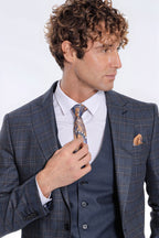 Checked Slim Fit Navy Blue Men Suit by Wessi – detail view
