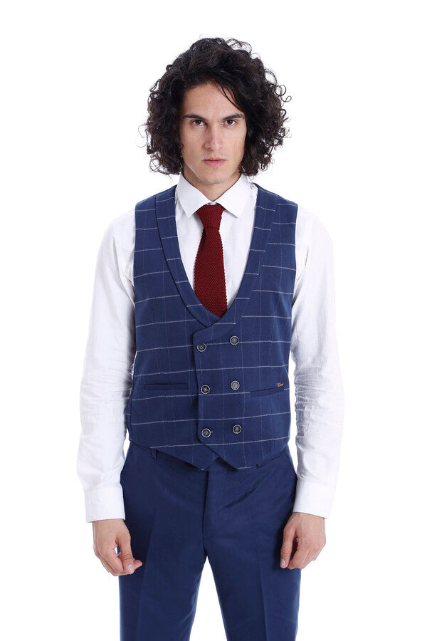 Checked Vest Plain Pants Men Set by Wessi – front view