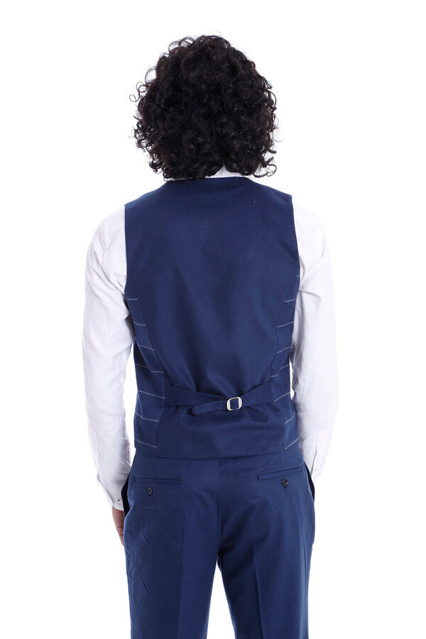 Checked Vest Plain Pants Men Set by Wessi – side view