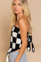 Women's Sweaters Checkerboard Pattern Tube Top Sweater