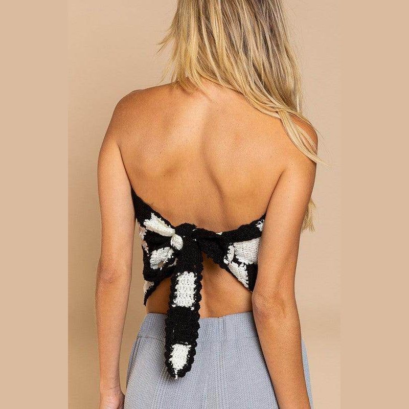 Checkerboard Pattern Tube Top Sweater - VacationGrabs