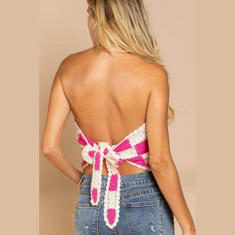 Checkerboard Pattern Tube Top Sweater - VacationGrabs