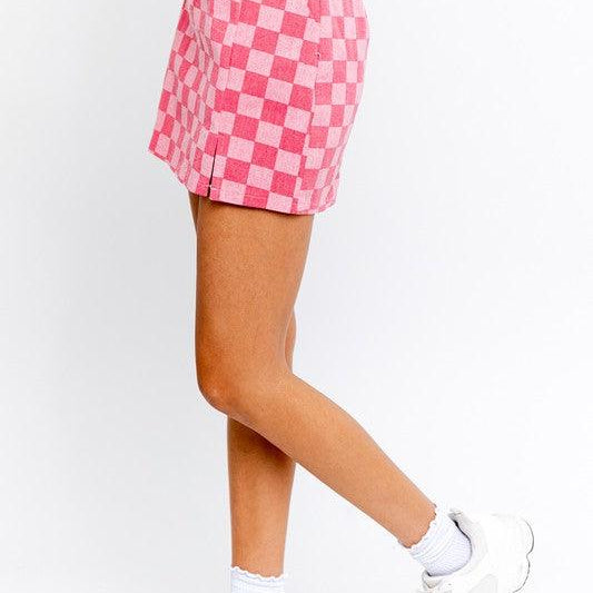 Women's Skirts Checkerboard Print Slit Mini Skirt