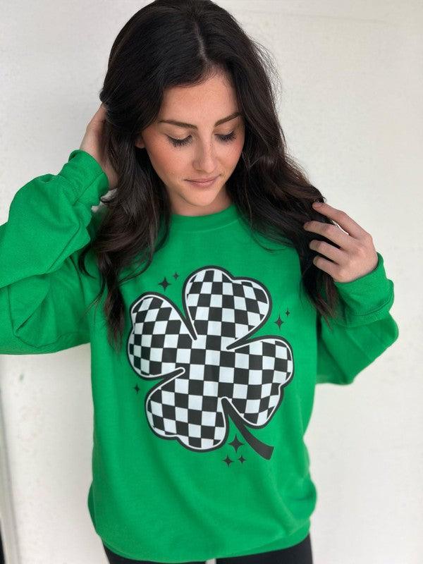 Women's Sweatshirts & Hoodies Checkered Clover Sweatshirt