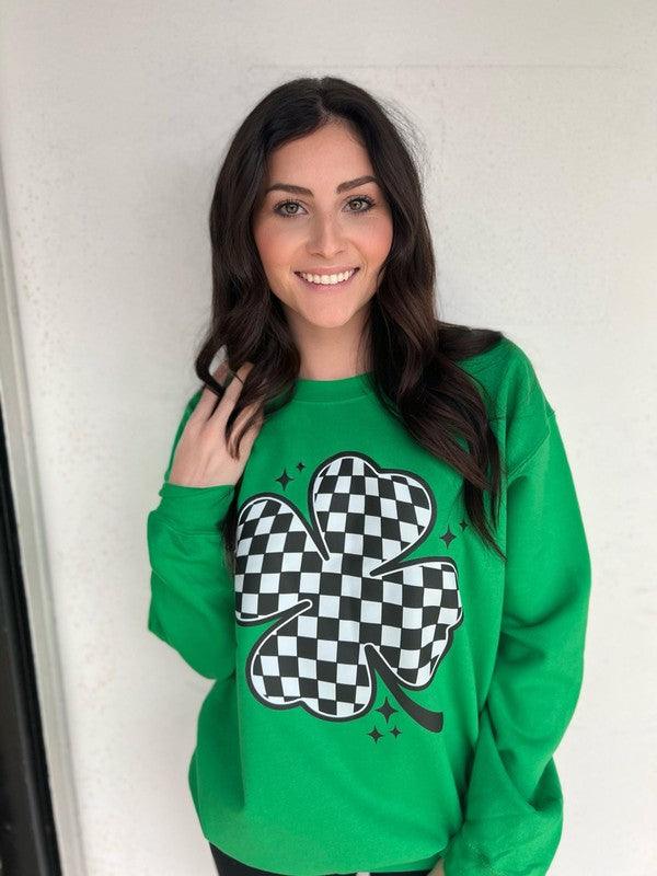 Women's Sweatshirts & Hoodies Checkered Clover Sweatshirt