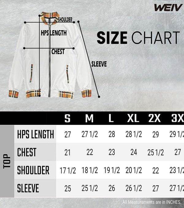 Checkered Plaid Full Zip Track Jacket - VacationGrabs