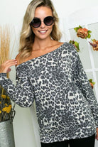 Women's Shirts Cheetah One Shoulder Top In Brown Or Grey