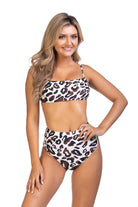 Beach Joy Bikini cheetah print bikini set with high-waisted bottoms and adjustable straps