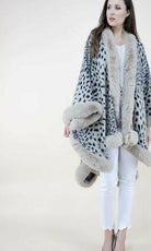Women's Coats & Jackets Cheetah print ruana w/ faux trim open shawl